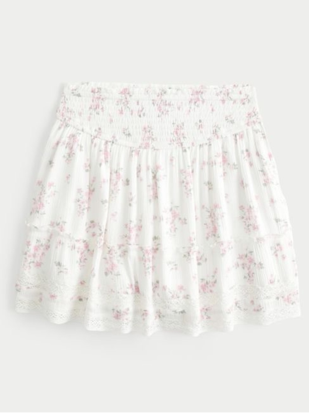 Hollister White Mini Skort with Pink Floral Print